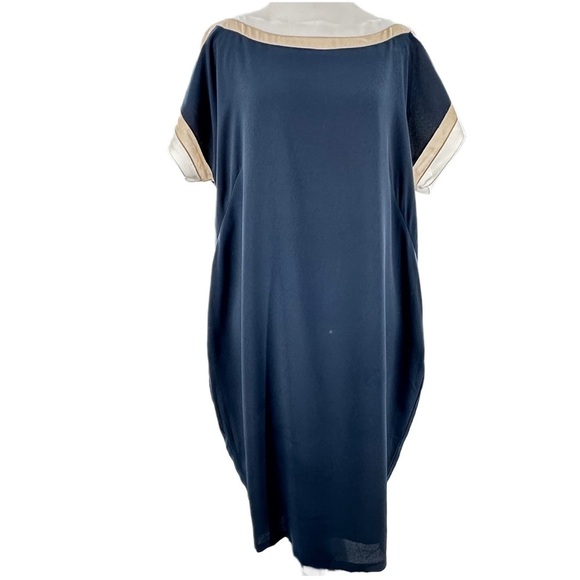 Ann Taylor womens dress size 14 navy blue cream sheath old money career - Picture 9 of 9